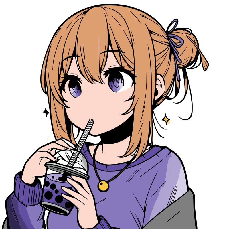manga character drinking boba