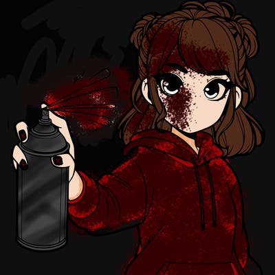 realistic girl is spray painting