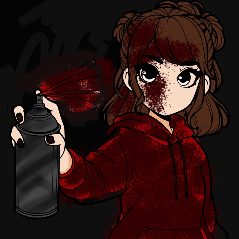 realistic girl is spray painting