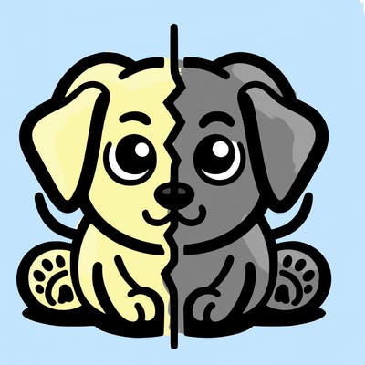 split in half dog drawings