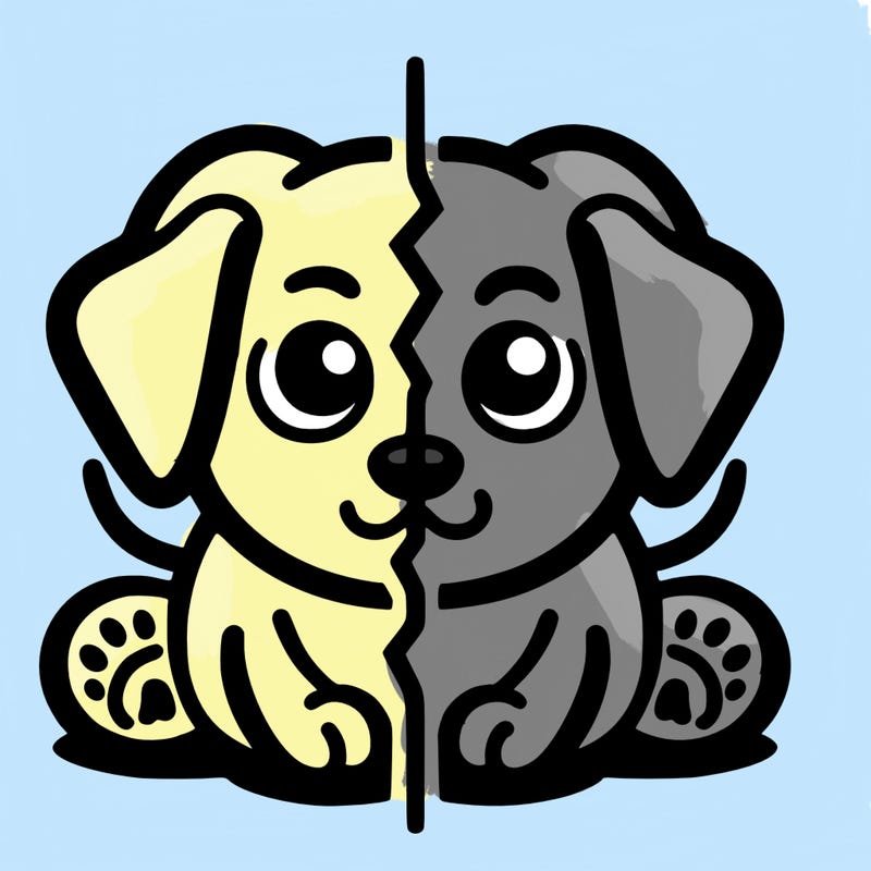 split in half dog drawings