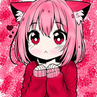shy anime catgirl