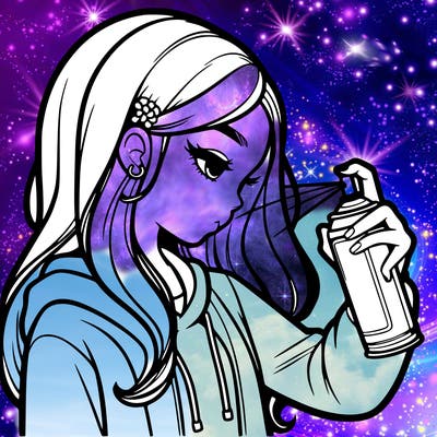 a realistic girl spray painting