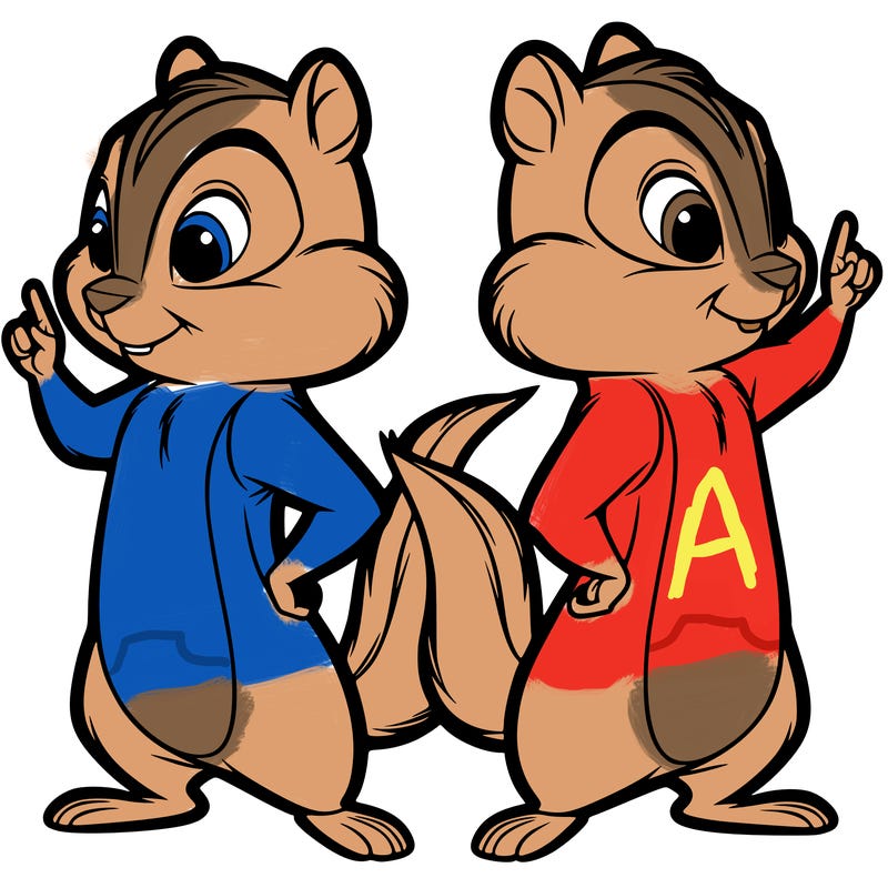 two tamias standing up split realistic