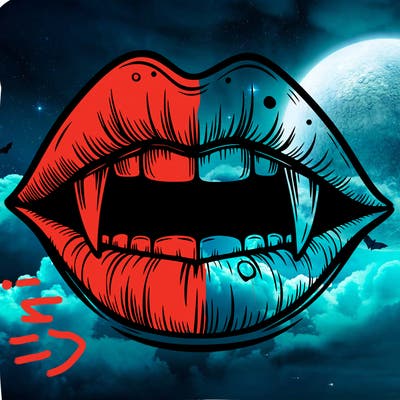 lips with vampire teeth
