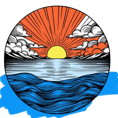 realistic sunset