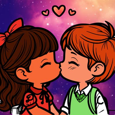 boy and girl kissing