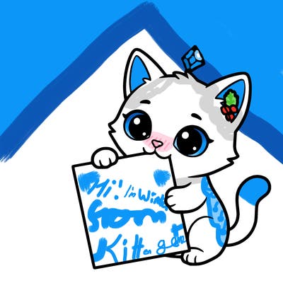 a small cat with a blank sheet of paper in its hand. the cat is sooooooo cute!