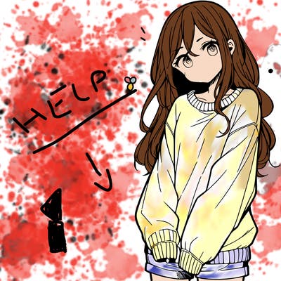 manga teen girl  in a sweater and baggy pants