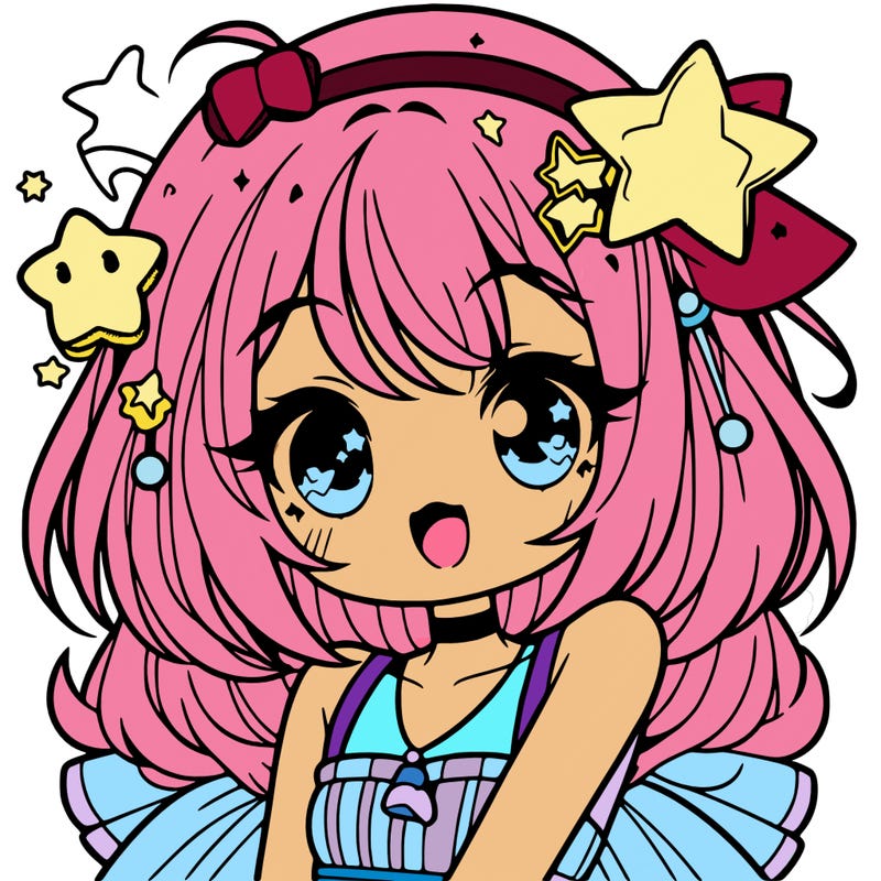 cute anime girl with star accessories