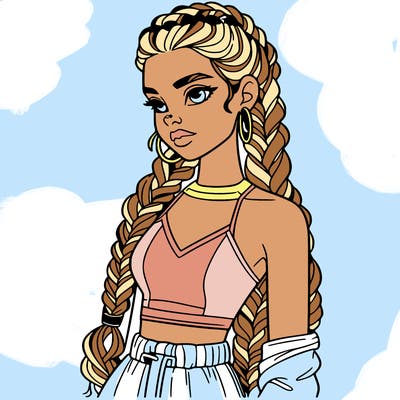 beautiful woman with braided hair crop top