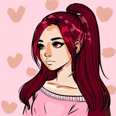 realistic girl with a high ponytail