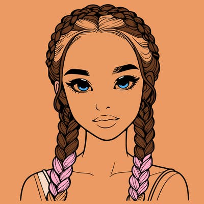 realistic girl with braids