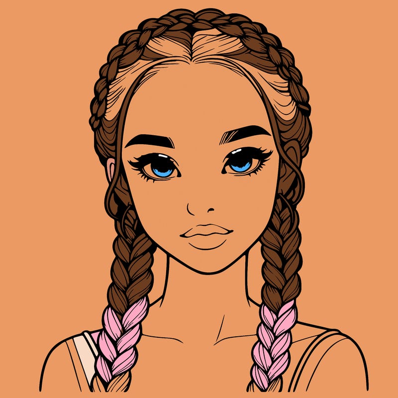 realistic girl with braids