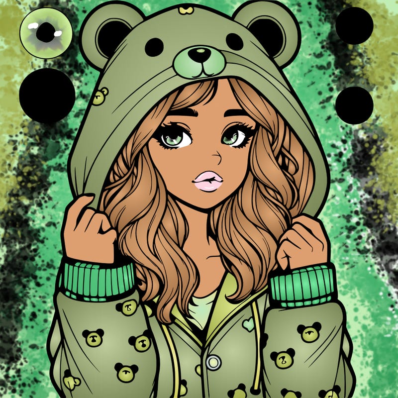 realistic girl in a animal pjs hoodie