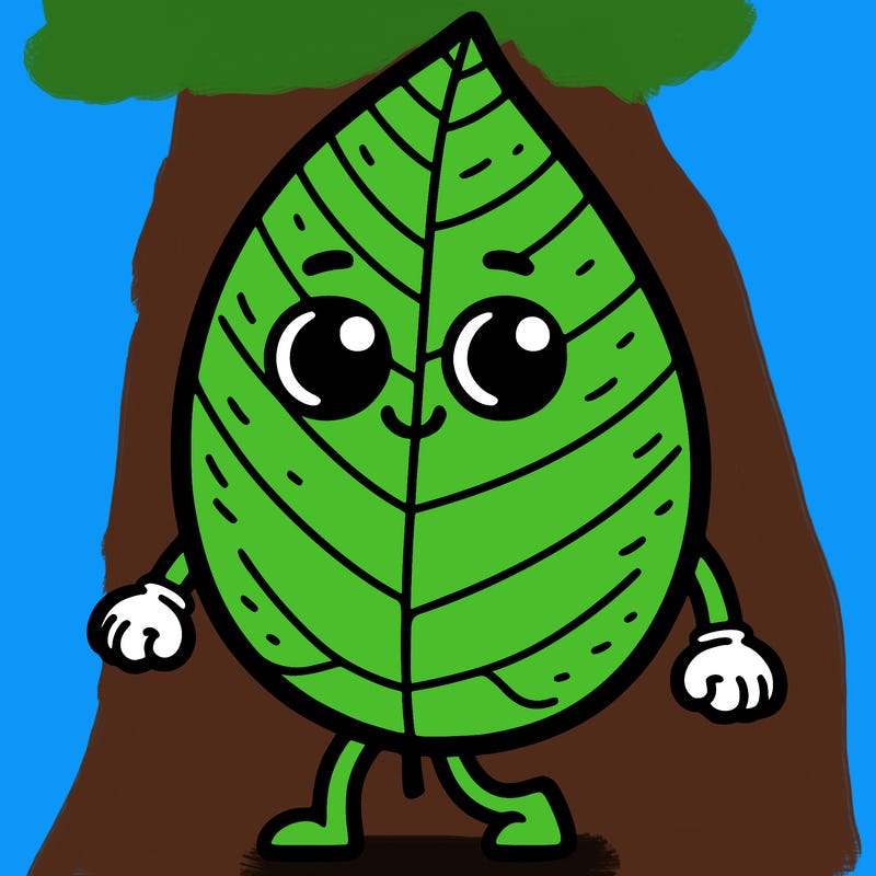 object show leaf with limbs and a face