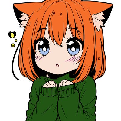shy anime catgirl