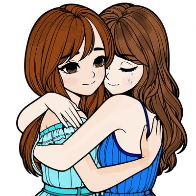 realistic girls hugging