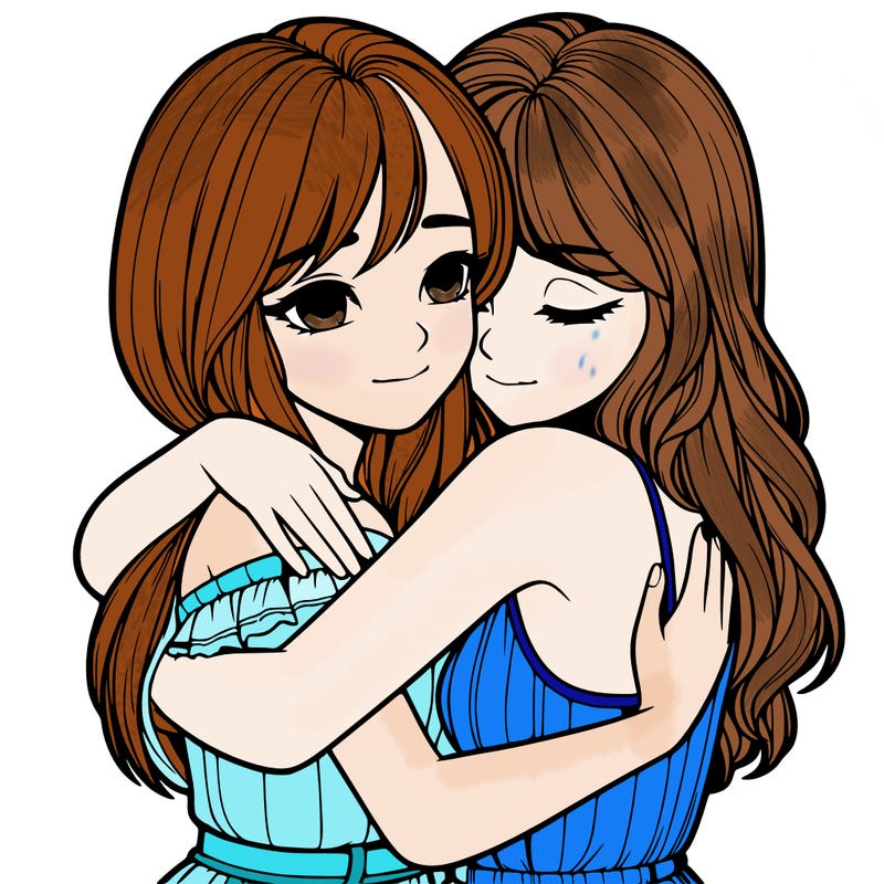 realistic girls hugging