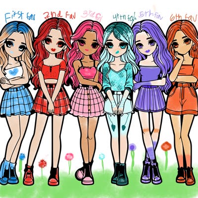 a group of girls realistic