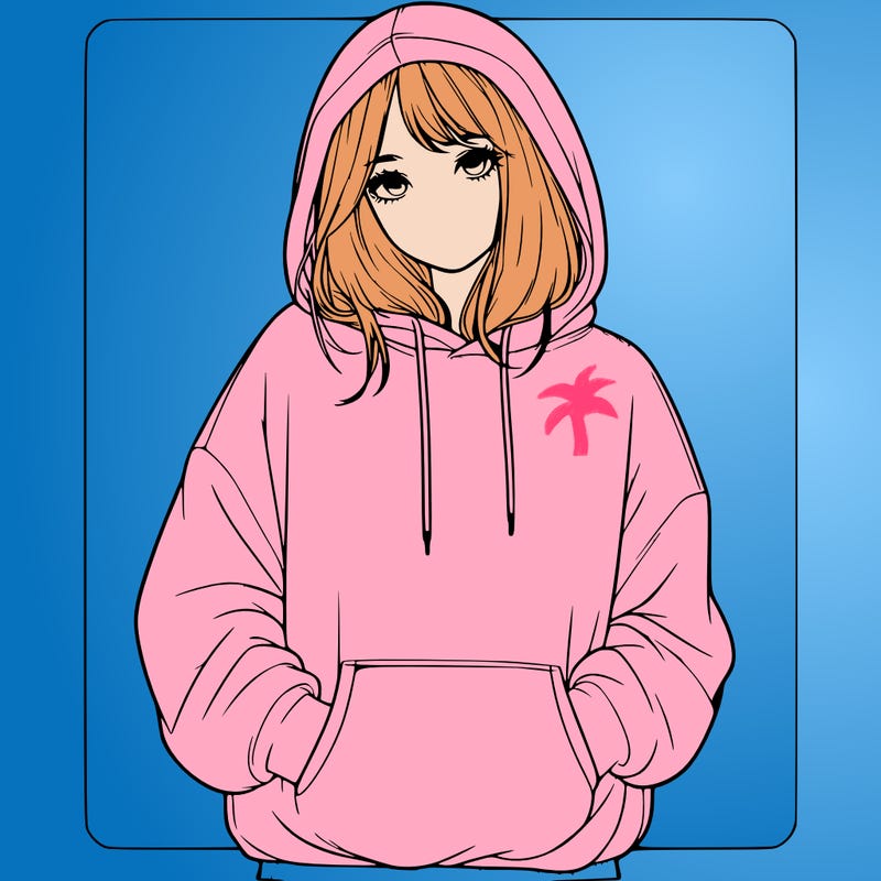 realistic girl wearing a oversized hoodie