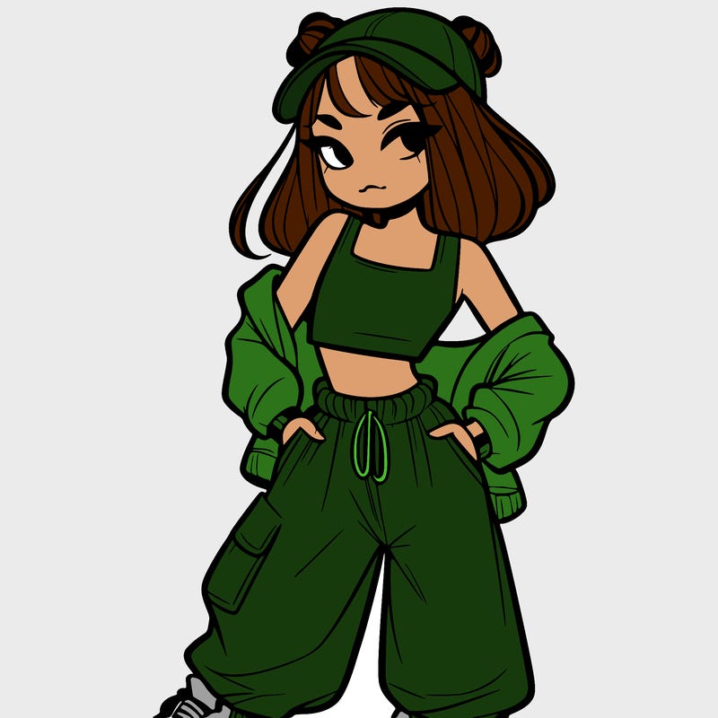 girl in crop top and baggy pants