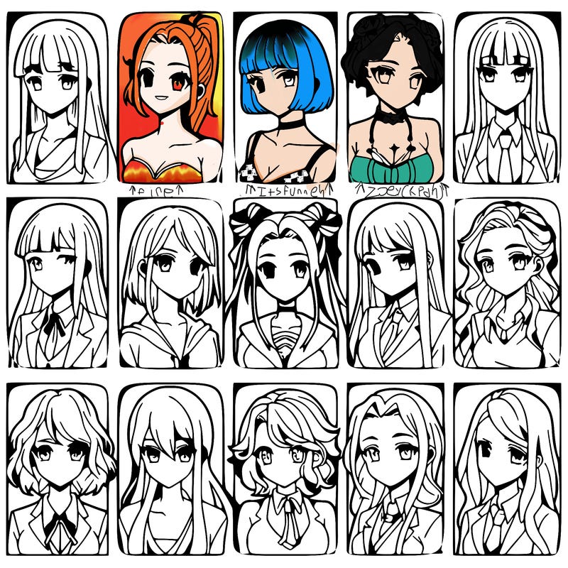 girls that look diffrent anime