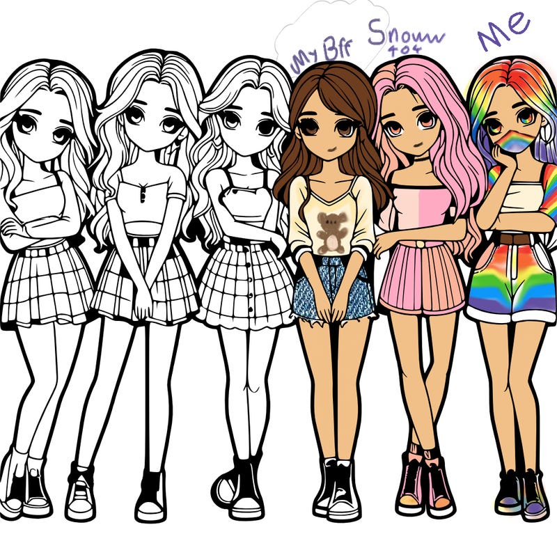 a group of girls realistic