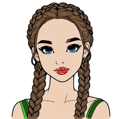 realistic girl with braids