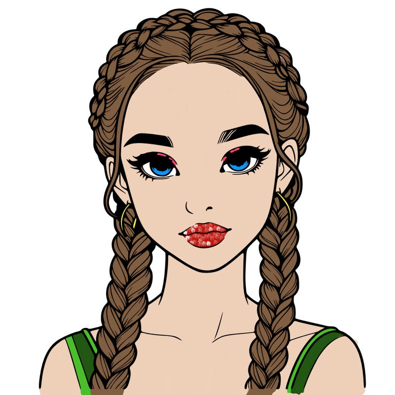 realistic girl with braids