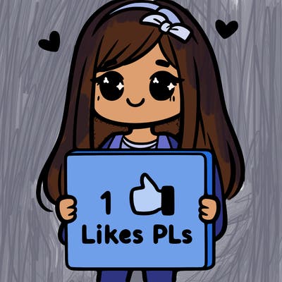 girl holding a sign saying 10 likes pls