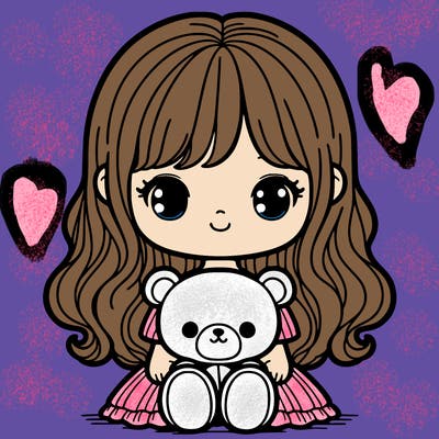 cute girl with teddy bear