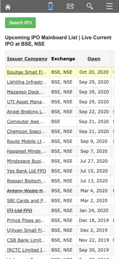 A list of upcoming Indian IPOs on the BSE and NSE including issuer company names and opening dates.