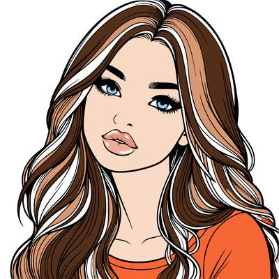 realistic girl with hair on her hair and lips
