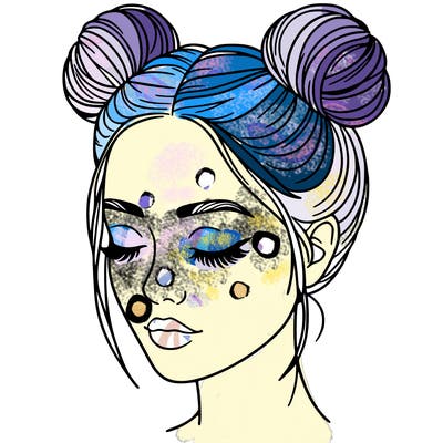 woman with hair buns