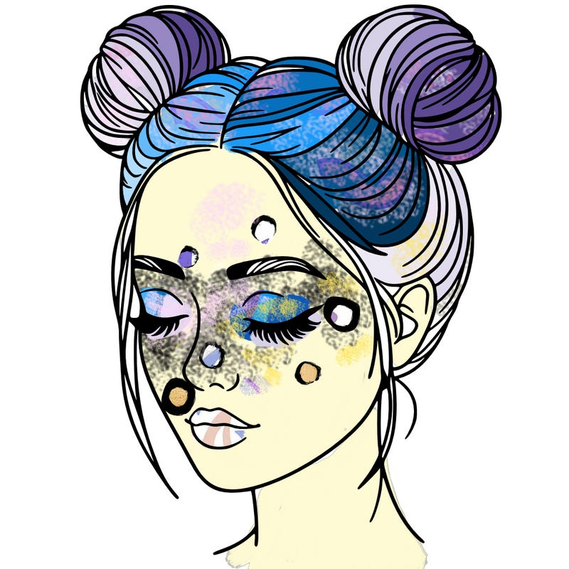 woman with hair buns