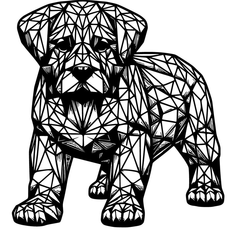 realistic dog made out of diamonds