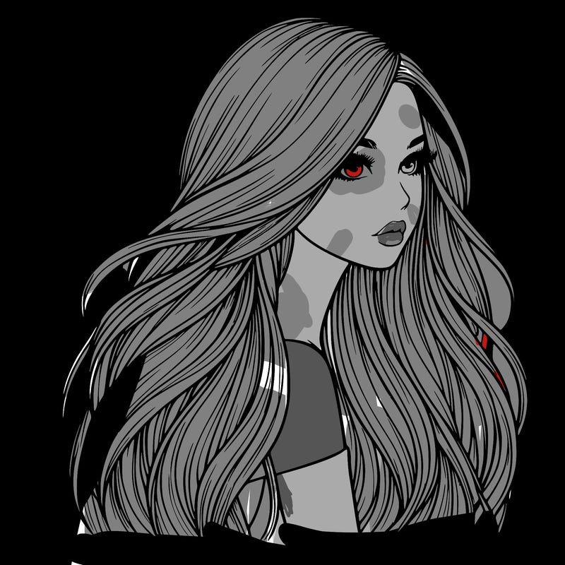 realistic girl with long realistic hair