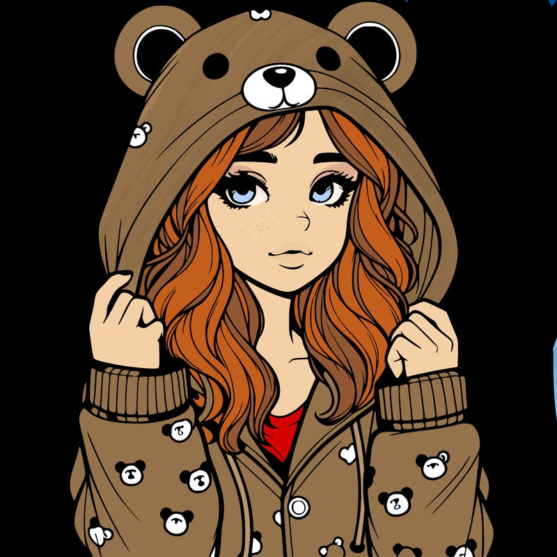 realistic girl in a animal pjs hoodie