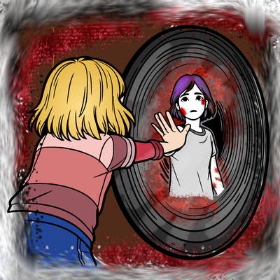 realistic girl reaching out a hand in a portal