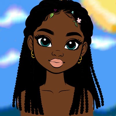 a realistic black girl with braids