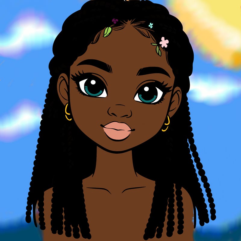 a realistic black girl with braids