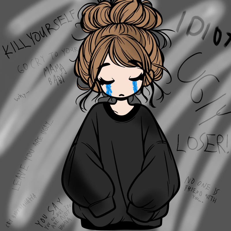 girl with baggy sweatshirt and messy bun