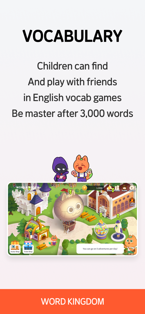 BIGBOX -  Fun English Learning - Un mapa colorido del Reino de las Palabras en la aplicación BIGBOX para que los niños aprendan vocabulario en inglés a través de juegos