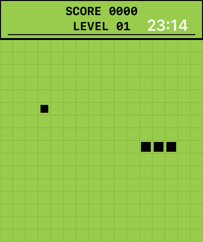 Snake Classic Watch - Retro snake game interface on a green grid with pixelated graphics for Apple Watch.