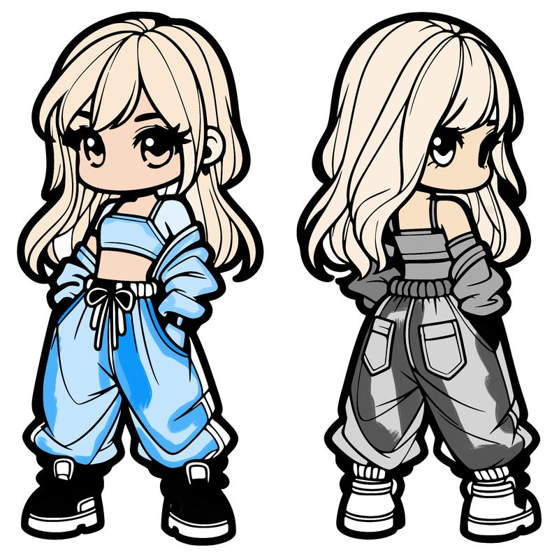 girl in crop top and baggy pants