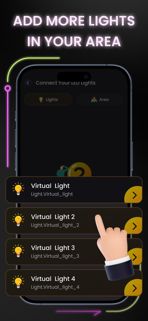 LED Light Controller Smart LED - Interface for adding and connecting multiple LED lights in the smart controller app