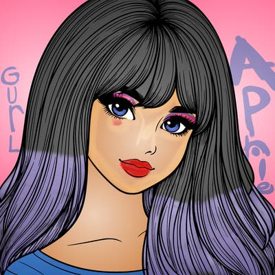 realistic girl with long hair and bangs