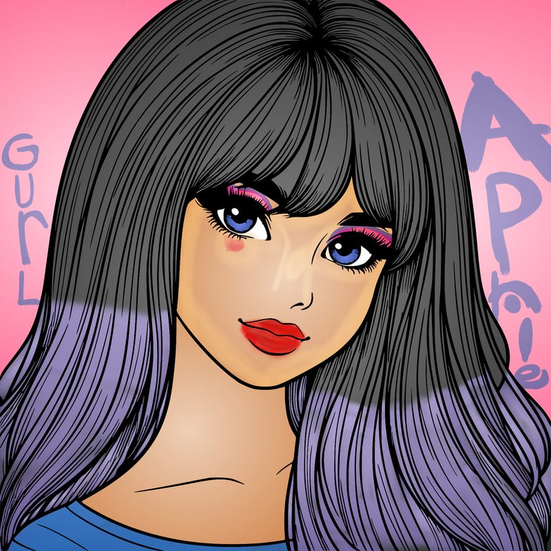 realistic girl with long hair and bangs