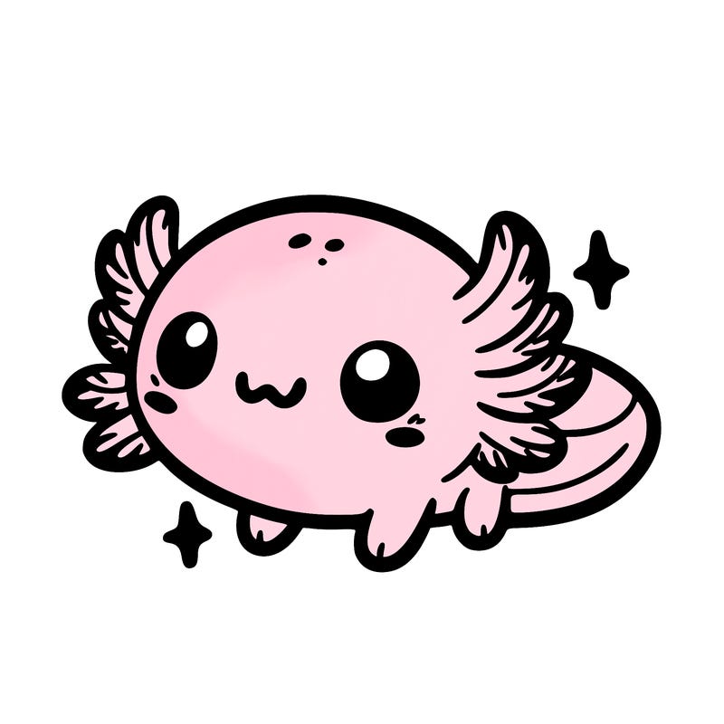 cute easy baby axolotl